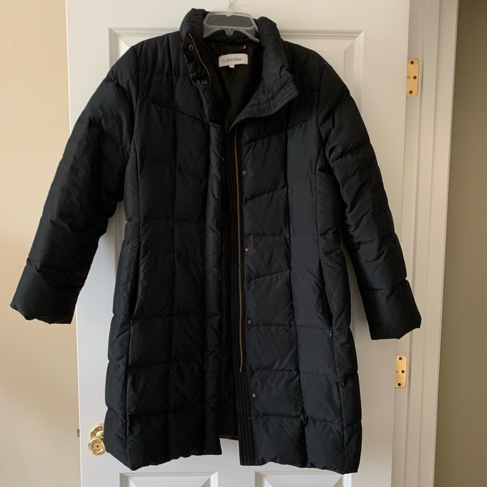 Calvin Klein Black Knee Length Puffer Coat